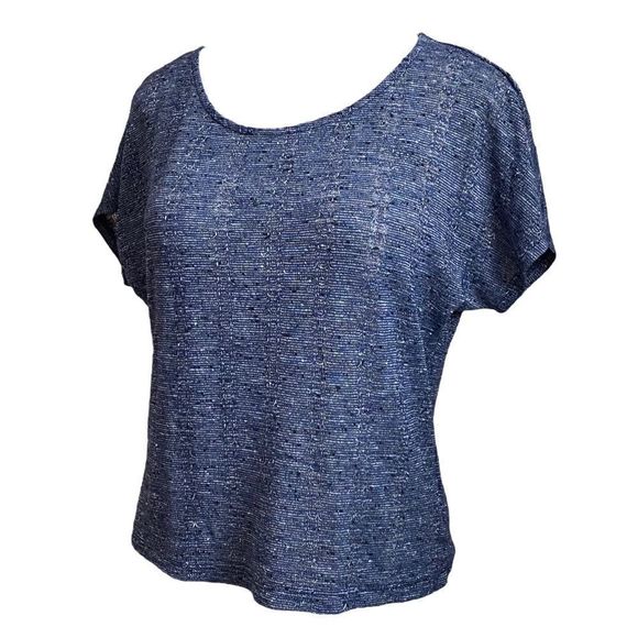 Forever 21 F21 Blue Marled Lightweight Knit Relaxed Fit T Shirt Top Size Small - Picture 1 of 6